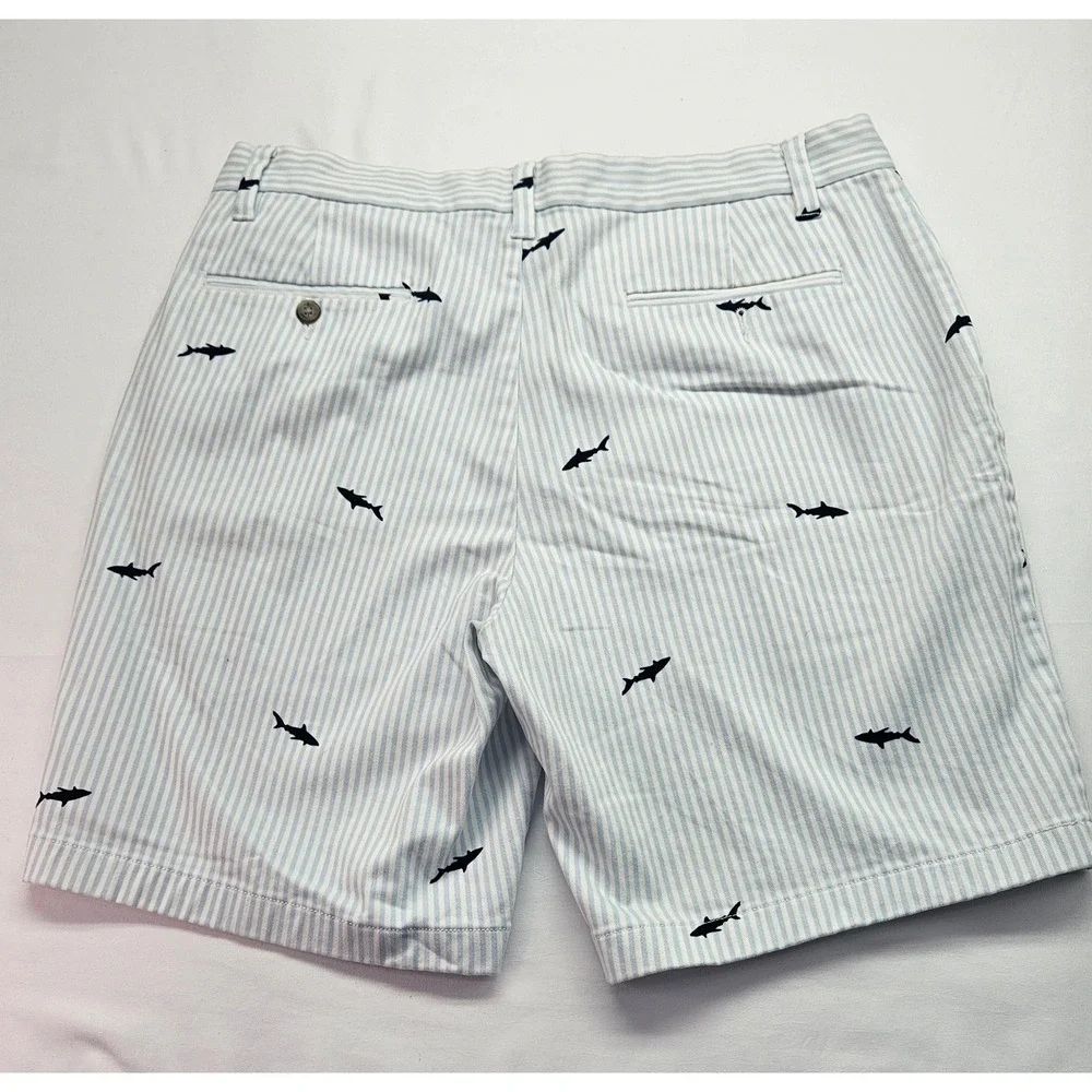 Nautica Mens The Deck Short Classic Fit Stretch Blue White Stripe Shark 34W